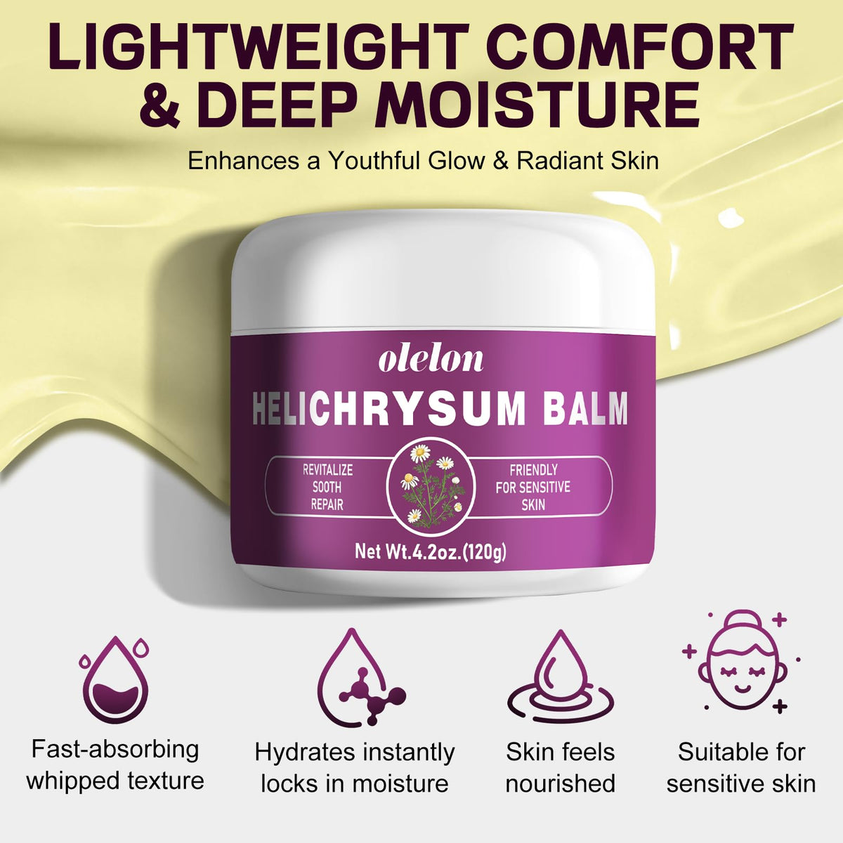 OLELON Helichrysum Balm packaging image showing sustainable design.