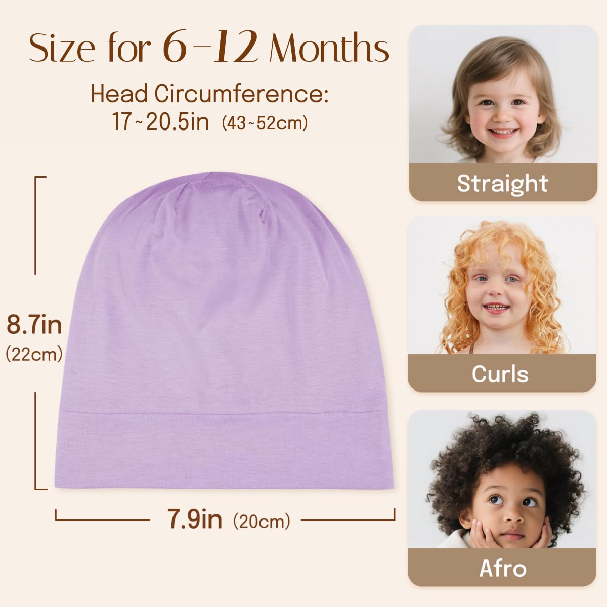 OLESILK Adjustable inner snap fit demonstrates growing head accommodation.