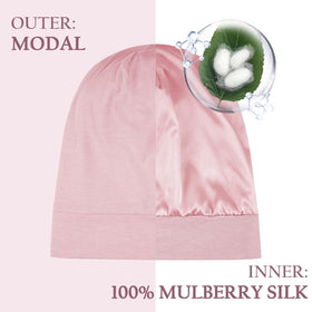 OLESILK Silk Baby Bonnet pink adjustable strap ensures secure all-night fit.