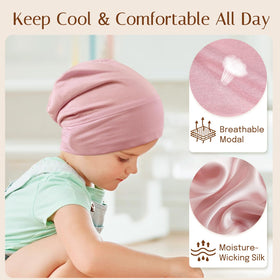 OLESILK Silk Baby Bonnet pink durable and washable for everyday use.