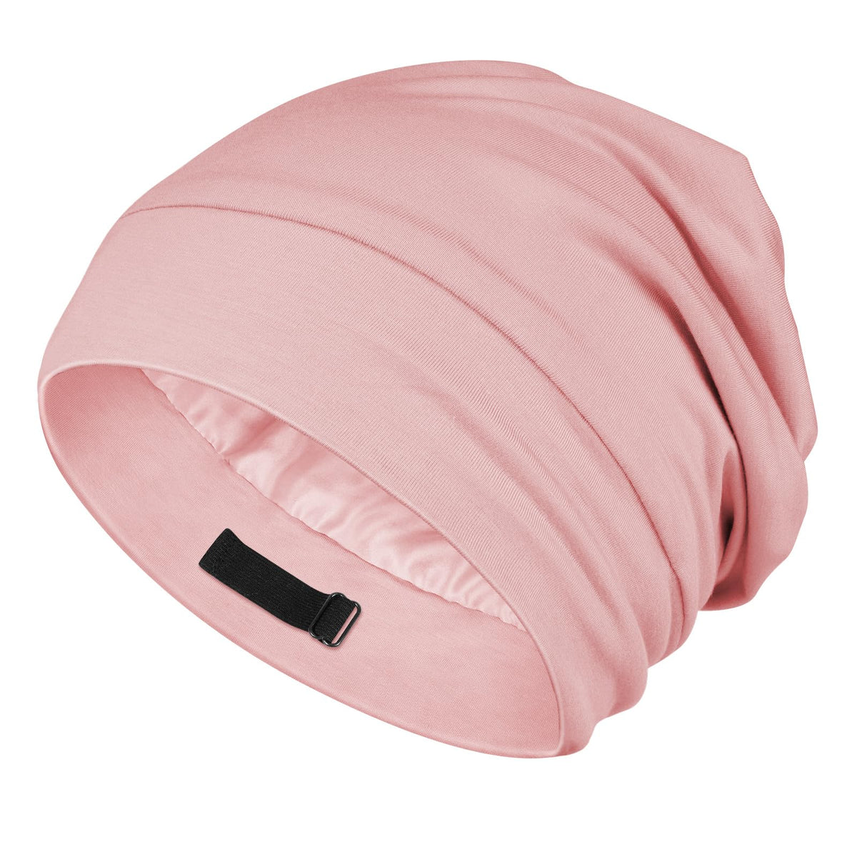 OLESILK Silk Baby Bonnet pink front view protects curls for smoother sleep.