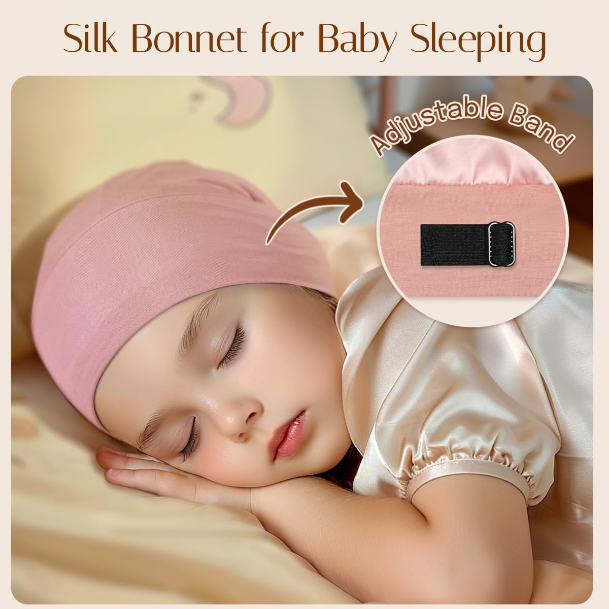 OLESILK Silk Baby Bonnet pink outer shell modal adds durability.