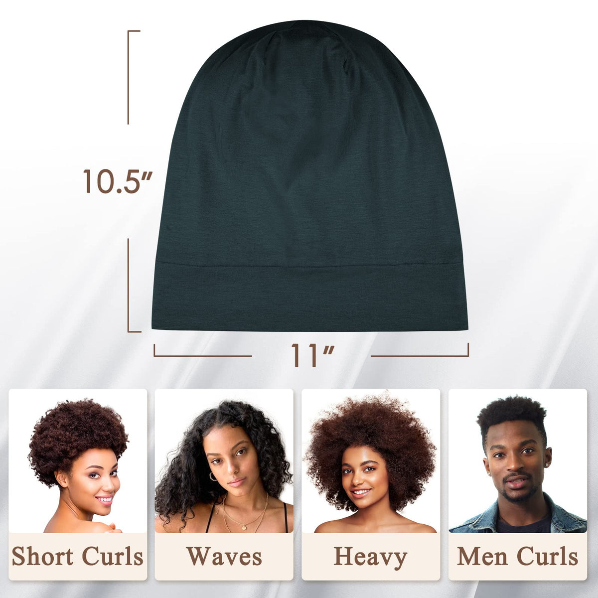 OLESILK hair wrap worn as a night cap to protect styled hair.