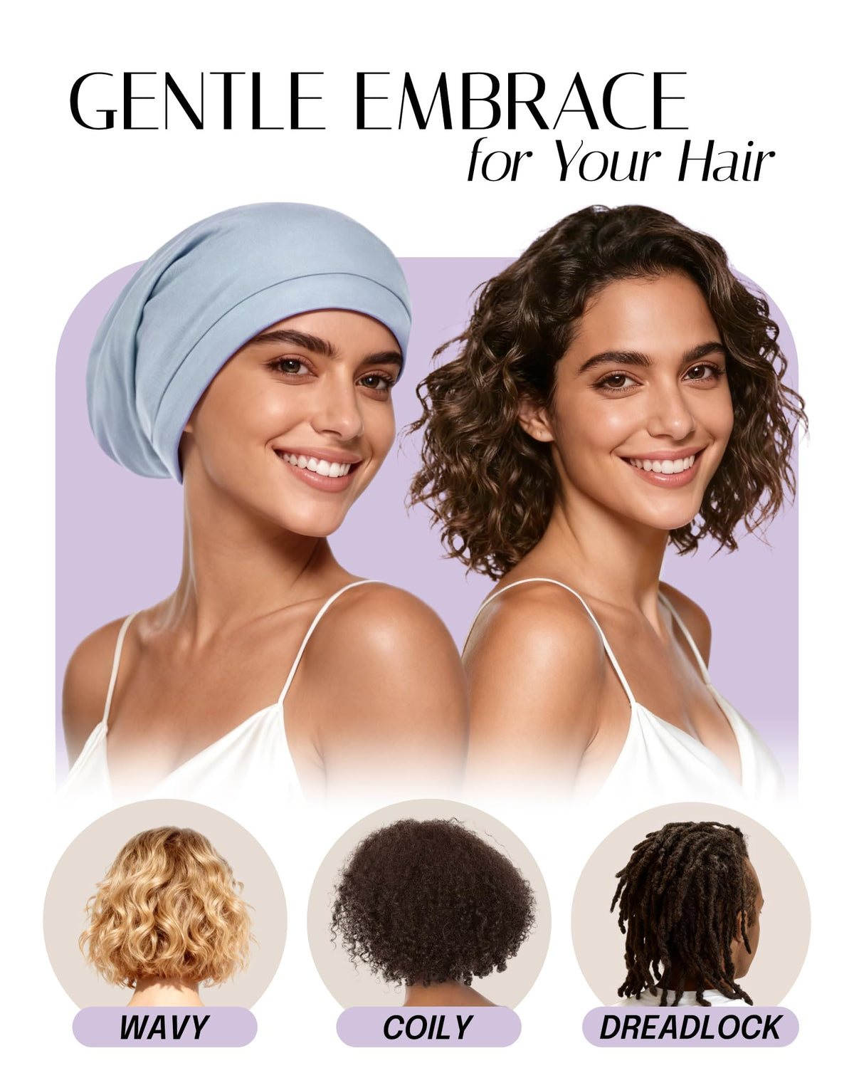 OLESILK light-blue silk bonnet keeps you cool and comfortable.