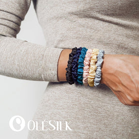 OLESILK brown silk scrunchies for curls, great for waves