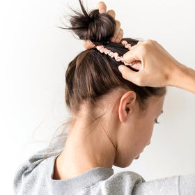OLESILK brown silk hair ties on wrist, versatile as bracelets