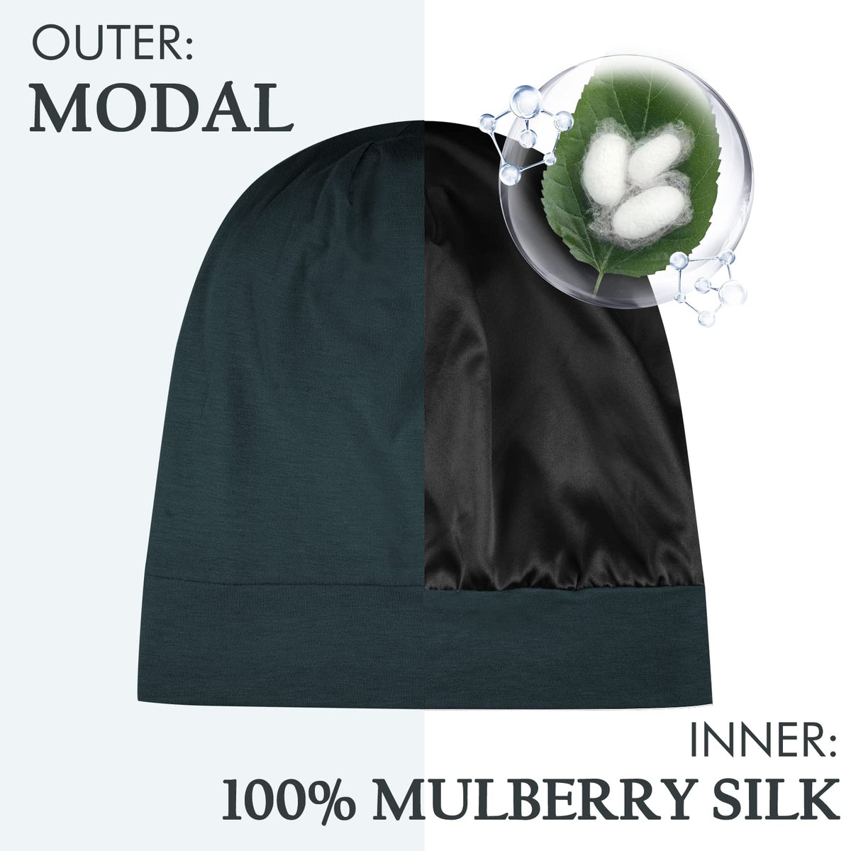 OLESILK silk-lined bonnet with adjustable strap for a secure, comfortable fit.