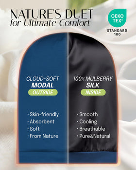 OLESILK silk-lining sleep cap keeps hair smooth and reduces friction at night.