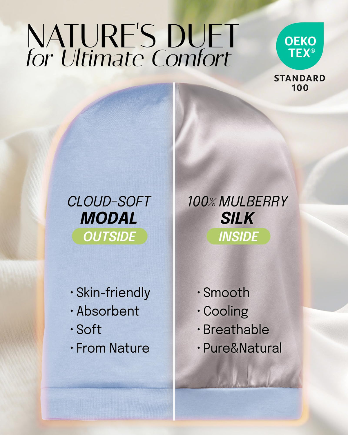 OLESILK sleep cap with adjustable strap for a secure fit.
