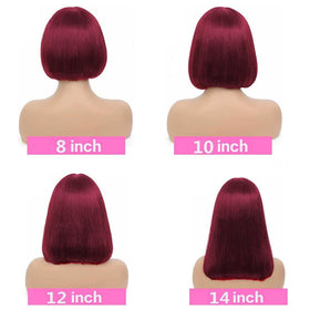 OLFORY burgundy bob wig with pre-plucked baby hairs detail for natural look