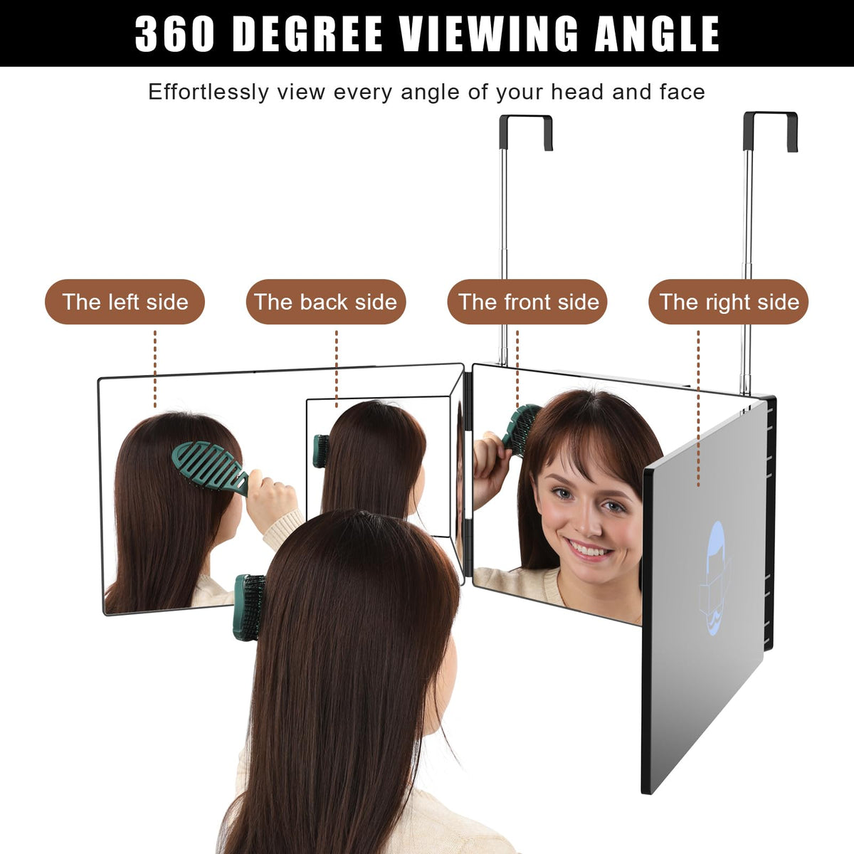 OLIBUY 3-way mirror back view for shaving and grooming.