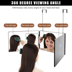 OLIBUY 3-way mirror back view for shaving and grooming.