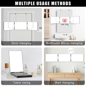 OLIBUY 3-way mirror height adjustable to fit your space.