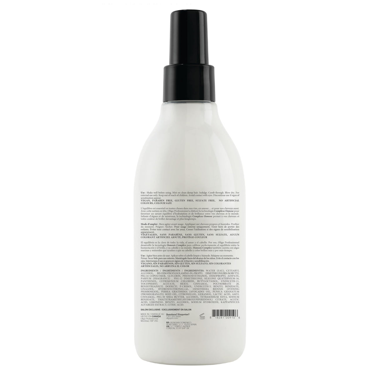 Oligo Calura Express Mist spray aids shorter dry time and color care.