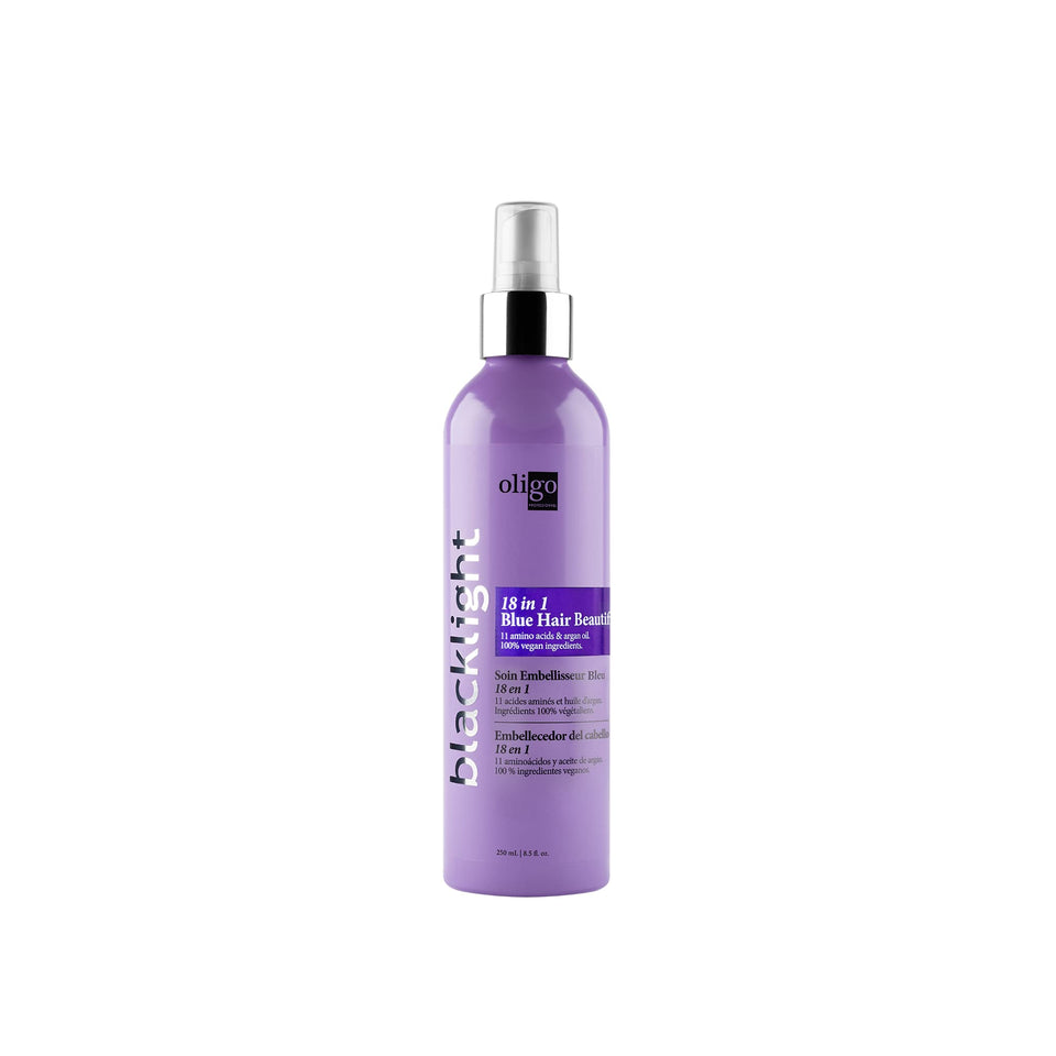 Oligo Professionnel Blacklight 18-in-1 mist bottle-pour enhances hydration and color vitality.
