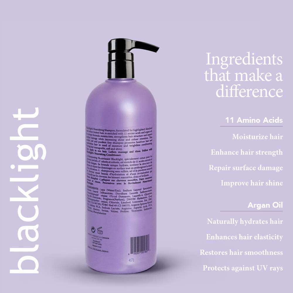 Oligo Professionnel Blacklight Nourishing Shampoo argan oil infusion highlighting conditioning.