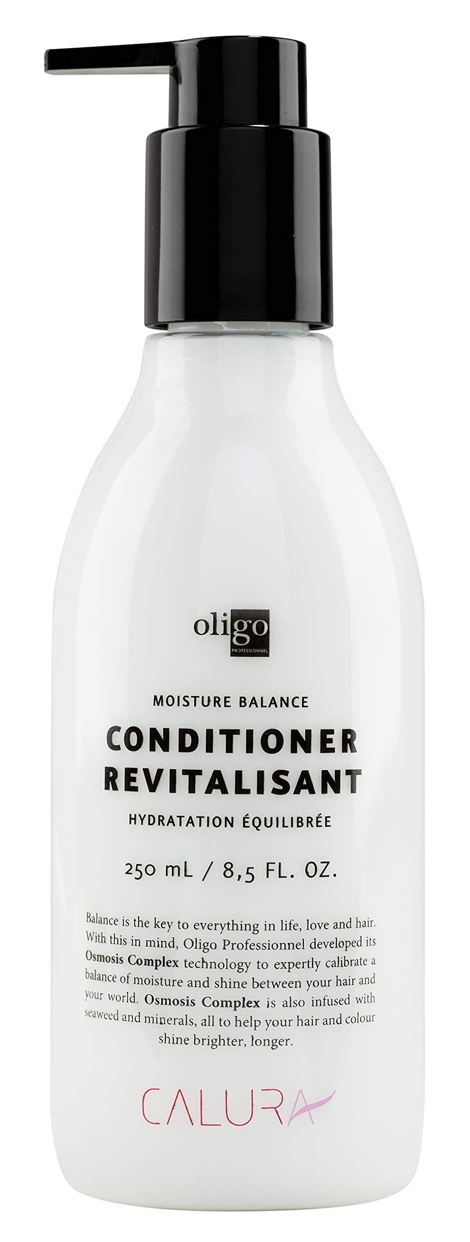 Oligo Professionnel Calura Moisture Balance Conditioner bottle shown, sulfate-free and color-safe.