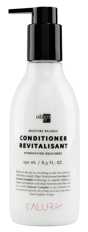 Oligo Professionnel Calura Moisture Balance Conditioner bottle shown, sulfate-free and color-safe.