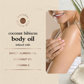 Oliology Coconut Hibiscus Body Oil fragrance swatch conveys tropical aroma and spa-like self-care.