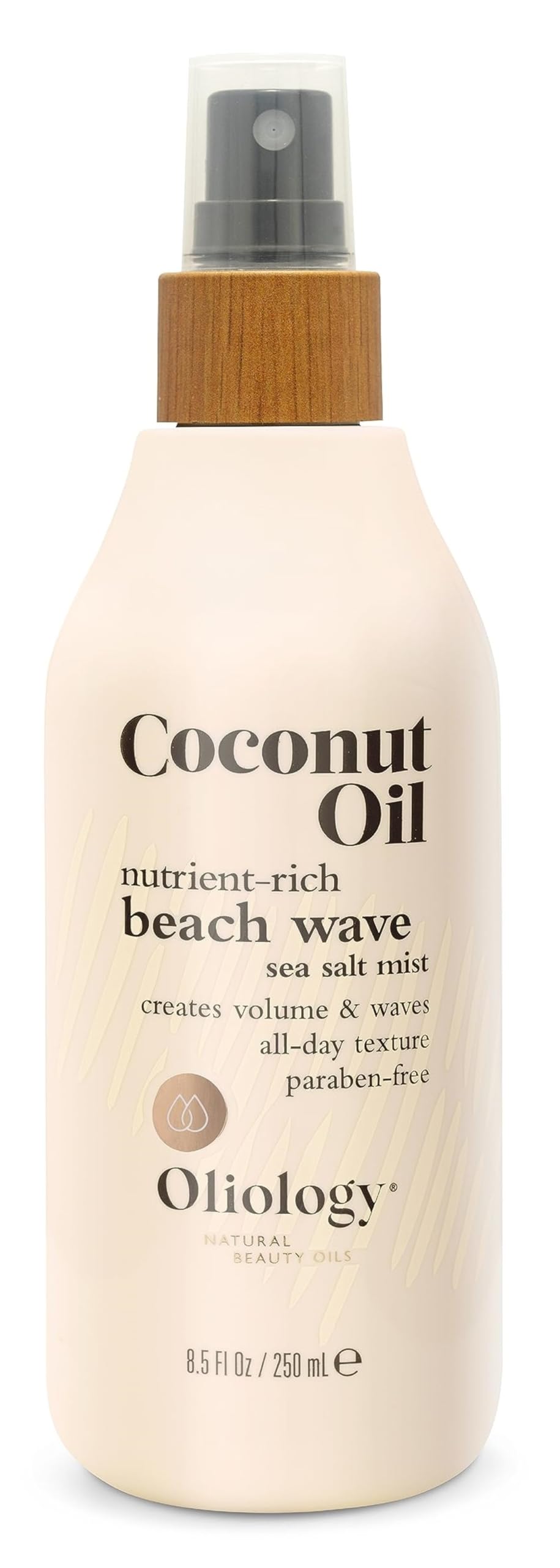 Oliology Coconut Oil Beach Wave Sea Salt Mist Spray bottle creates voluminous, beachy waves.