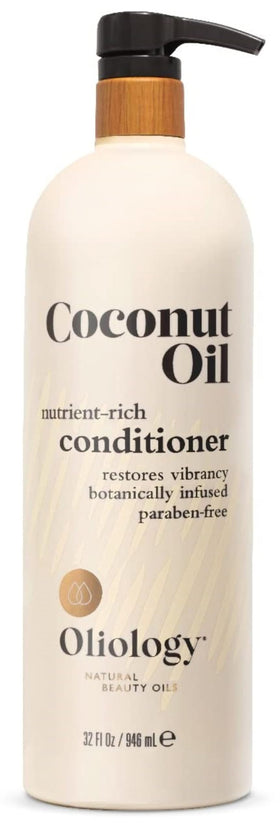 Oliology coconut oil conditioner bottle full view for hydrated, soft hair