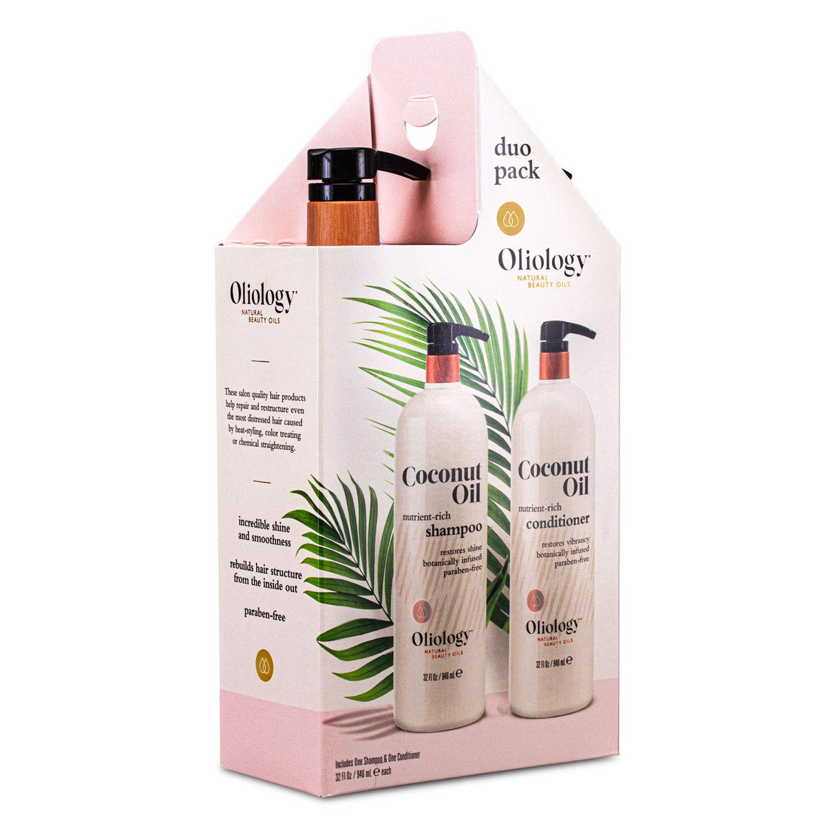 Oliology Coconut Oil Conditioner bottle provides smooth, manageable hair.