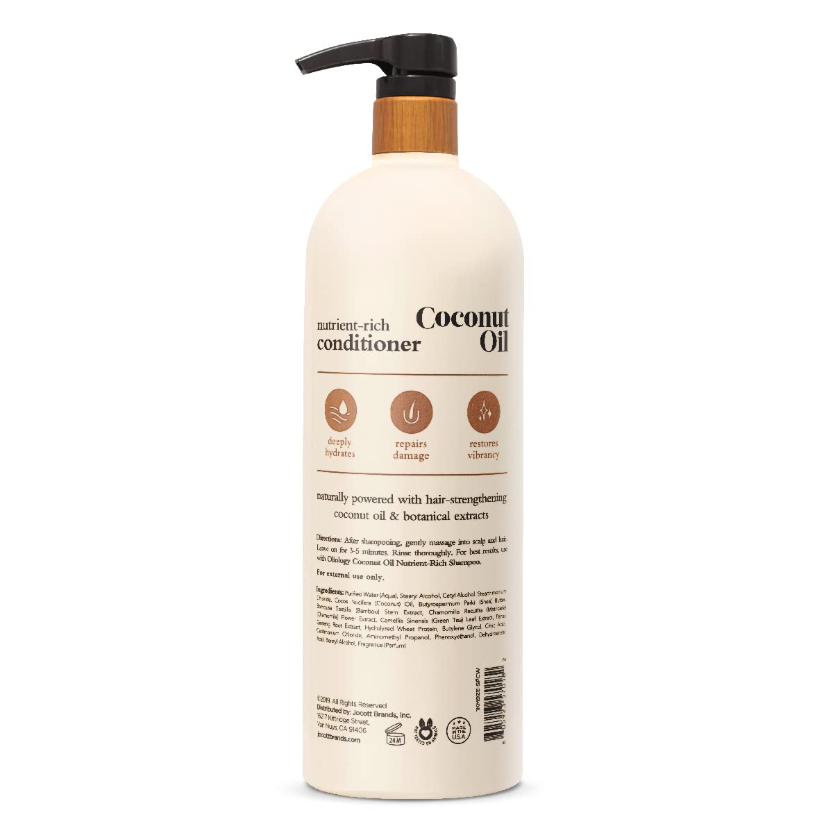 Oliology conditioner label closeup highlighting nutrient rich formula