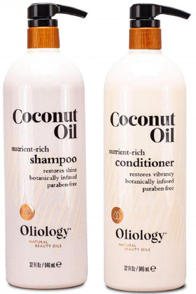 Oliology Coconut Oil Shampoo bottle delivers deep hydration and shine.