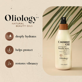 Oliology soft matte finish on hair with natural waves after spray.