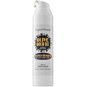 Olive Gold 03 bottle pour highlights ozone-rich moisturizer for daily skin care.