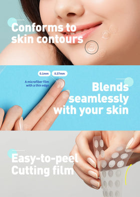 Olive Young Care Plus Spot Patch applied on skin suggests quick improvement within hours.