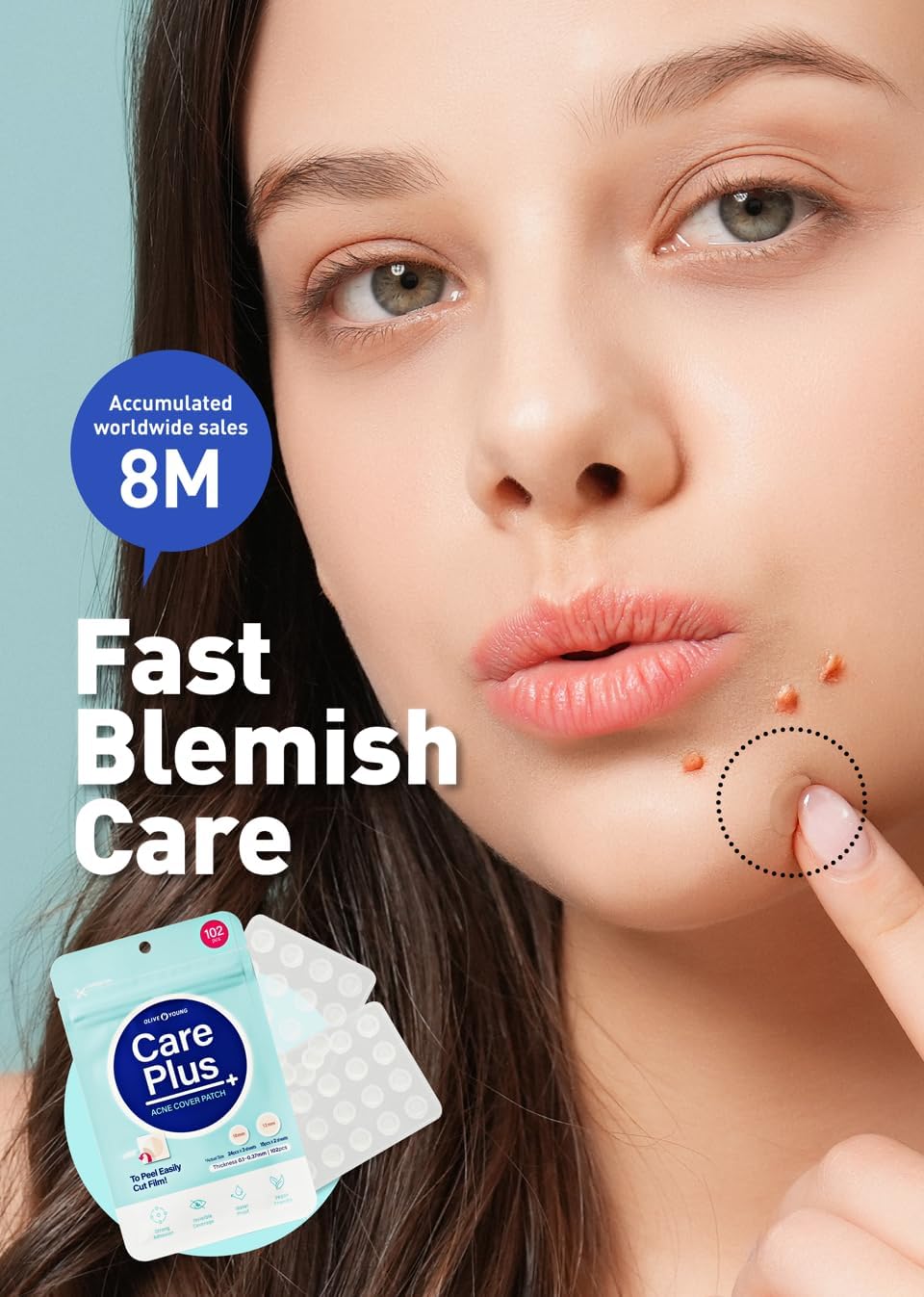 Olive Young Care Plus Spot Patch 5-pack ready for travel and everyday use.