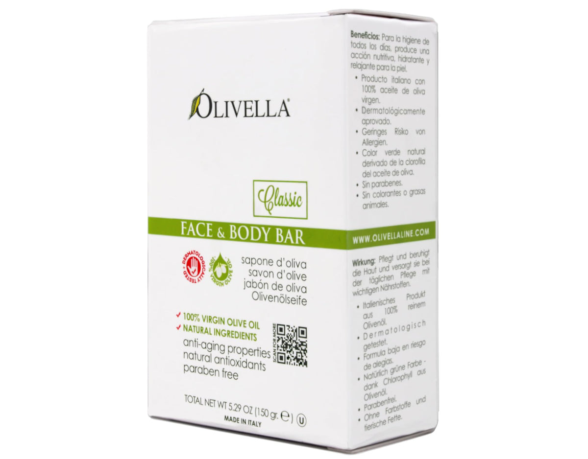 Olivella Soap Bar gentle on dry skin, helps moisturize during daily cleansing.
