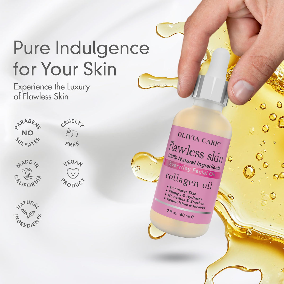Olivia Care Collagen Facial Oil lifestyle shot for daily self-care