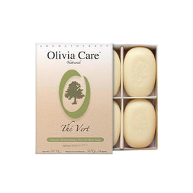 Olivia Care Green Tea Soap bar with olive oil for gentle hydration.