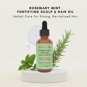 Olivia Care rosemary oil mint pour for refreshing scalp treatment.