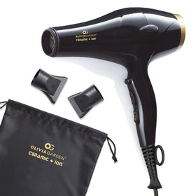 Olivia Garden 1875W hair dryer front view with powerful airflow for quick drying.