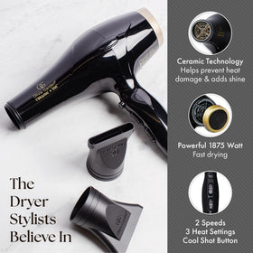 Olivia Garden 1875W hair dryer 65mm nozzle close-up for precise styling.