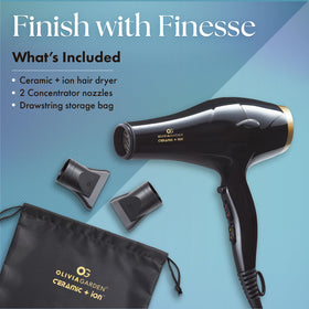 Olivia Garden 1875W hair dryer 80mm nozzle close-up for fast drying and volume.