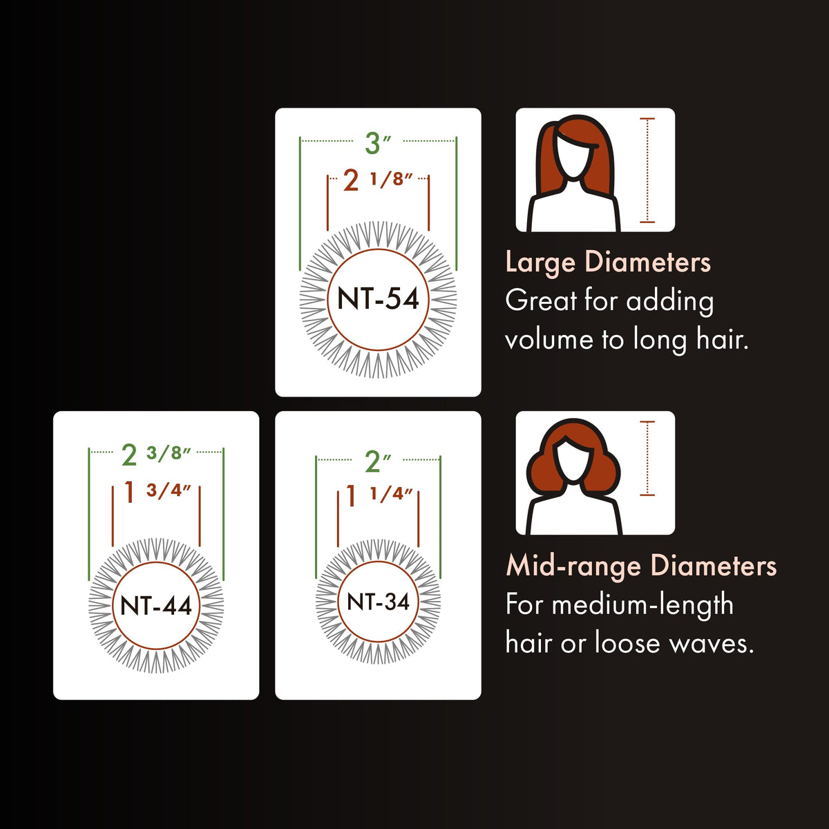 Three barrel sizes to tailor curls, waves, and volume precisely.