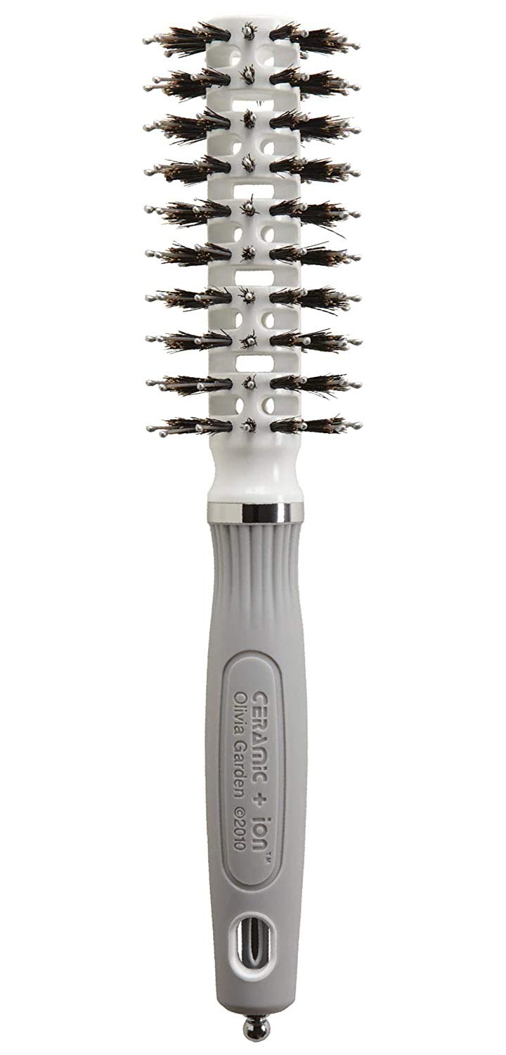 Olivia Garden ceramic ion turbo vent brush with a 2in barrel for fast blowouts and shine.