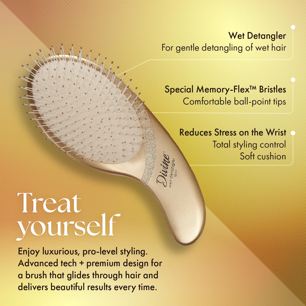 Olivia Garden Divine Paddle Brush detangles thick hair with smooth gliding