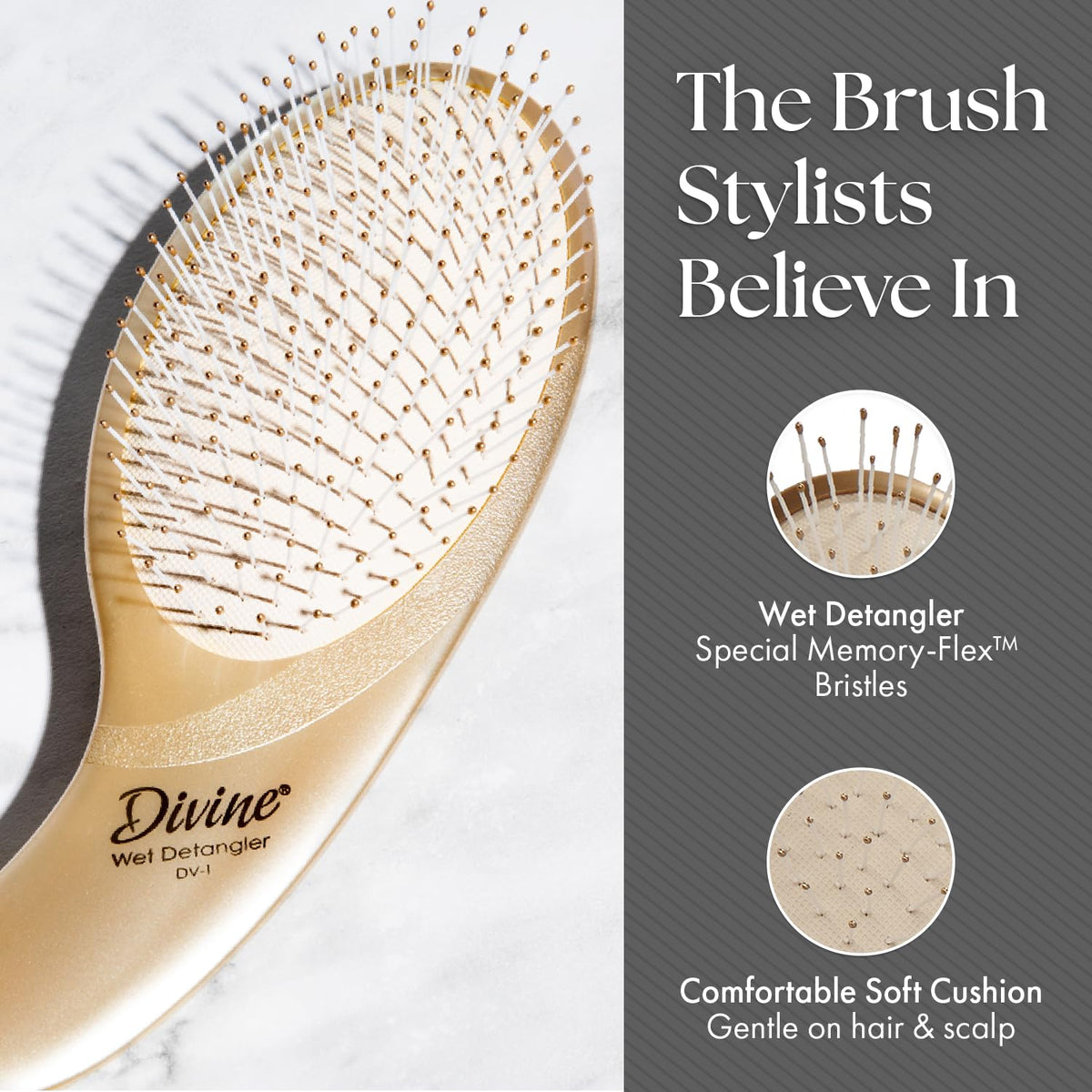 Olivia Garden Divine Paddle Brush soft cushion reduces scalp tension during styling