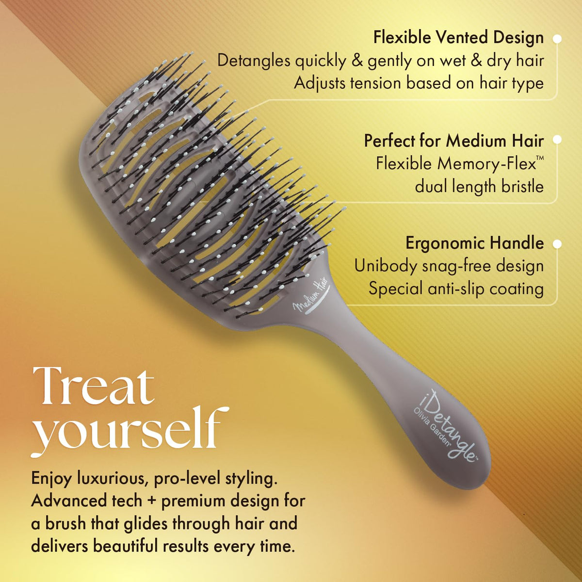 Olivia Garden iDetangle brush detangling dry hair with comfort.