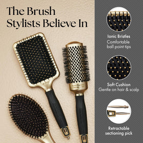 Olivia Garden NanoThermic brush ergonomic handle supports comfortable daily use.