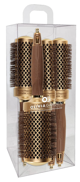 Olivia Garden Nanothermic ceramic round brush barrel for quick drying and smooth styling.