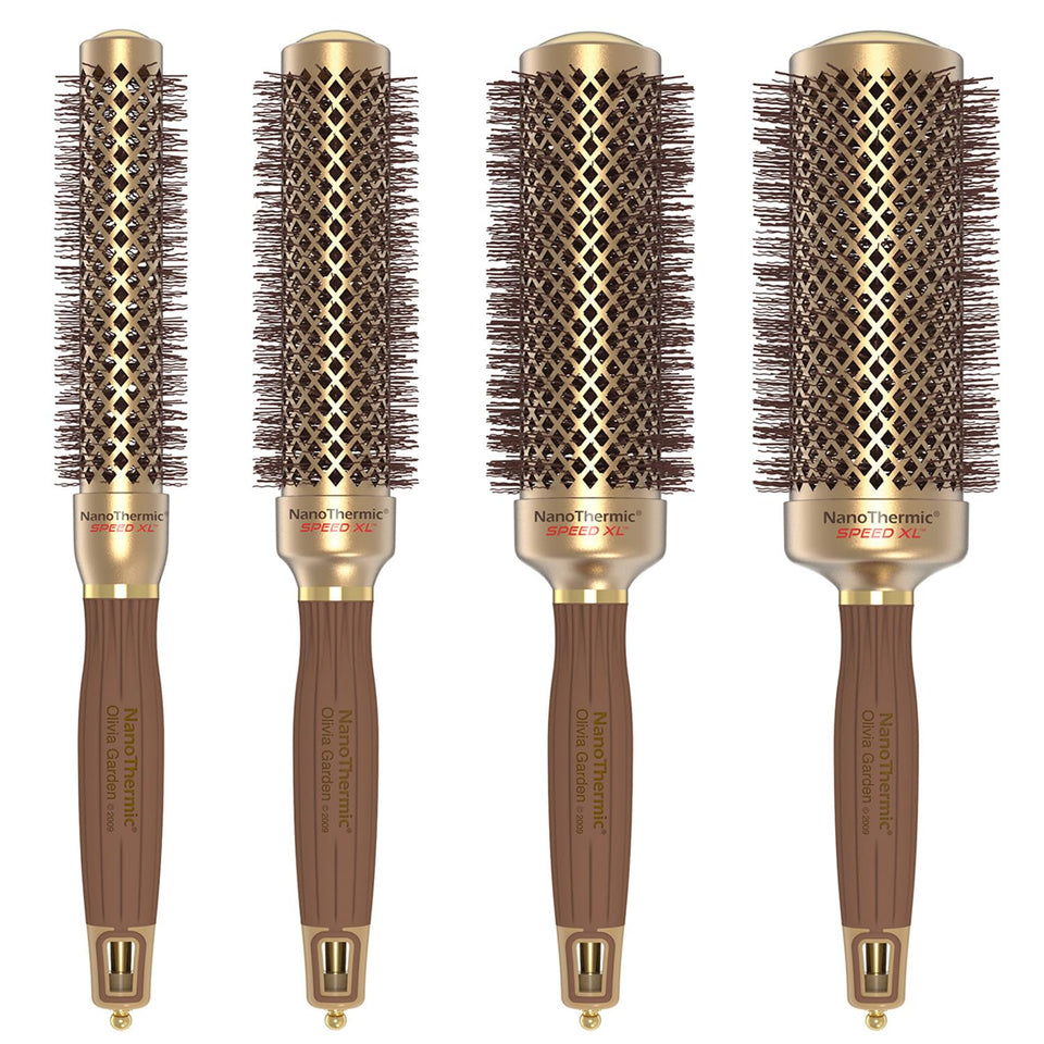 Olivia Garden NanoThermic XL brush barrel — heat-retaining ceramic for faster styling.