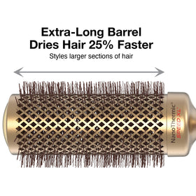 Olivia Garden NanoThermic XL bristles close-up — tourmaline ions for smoother hair.