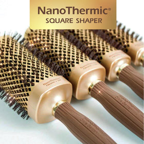 Olivia Garden NT-S30 square brush tourmaline ion technology enhances shine.
