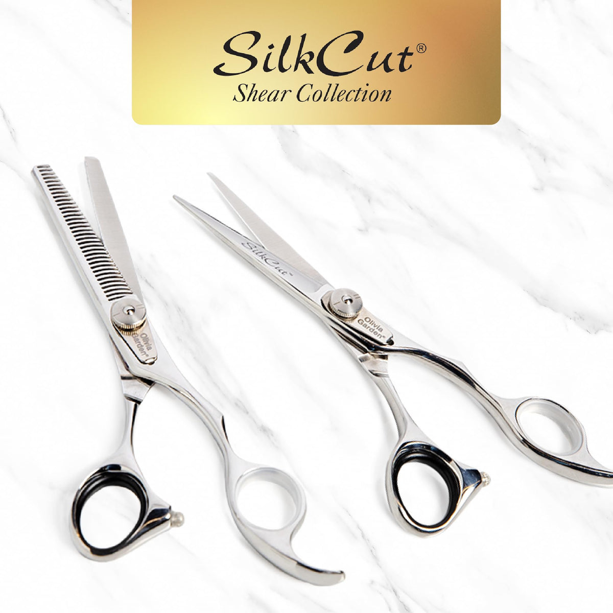 Olivia Garden SilkCut case open with interior slots for blades.